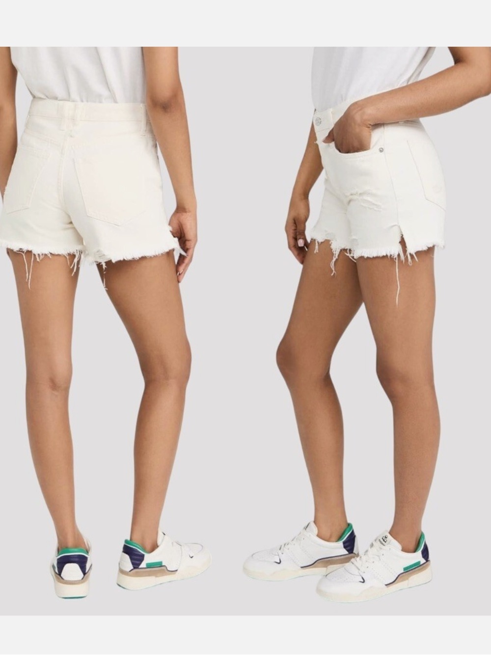 Free People We The Free White Distressed Denim Shorts size 27